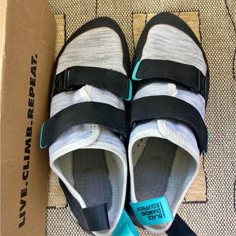 Black Diamond Climbing Shoes with Black and Gray Design